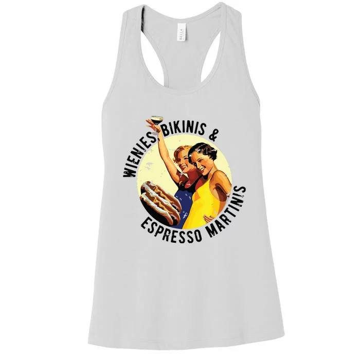 Fun Girl Summer Essentials Wienies Bikinis Espresso Martinis Women's Racerback Tank