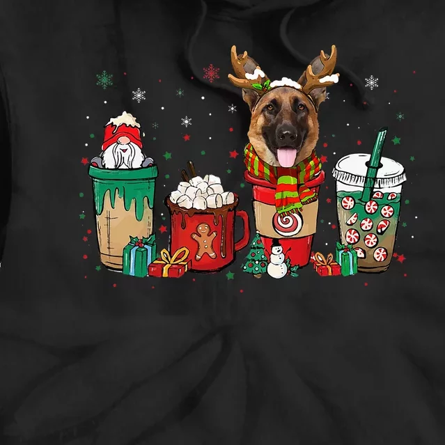 Festive German Shepherd Dog Holiday PJs for Coffee Lovers Tie Dye Hoodie