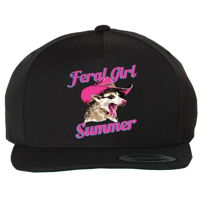 Feral Girl Summer Retro Possum Meme Wool Snapback Cap