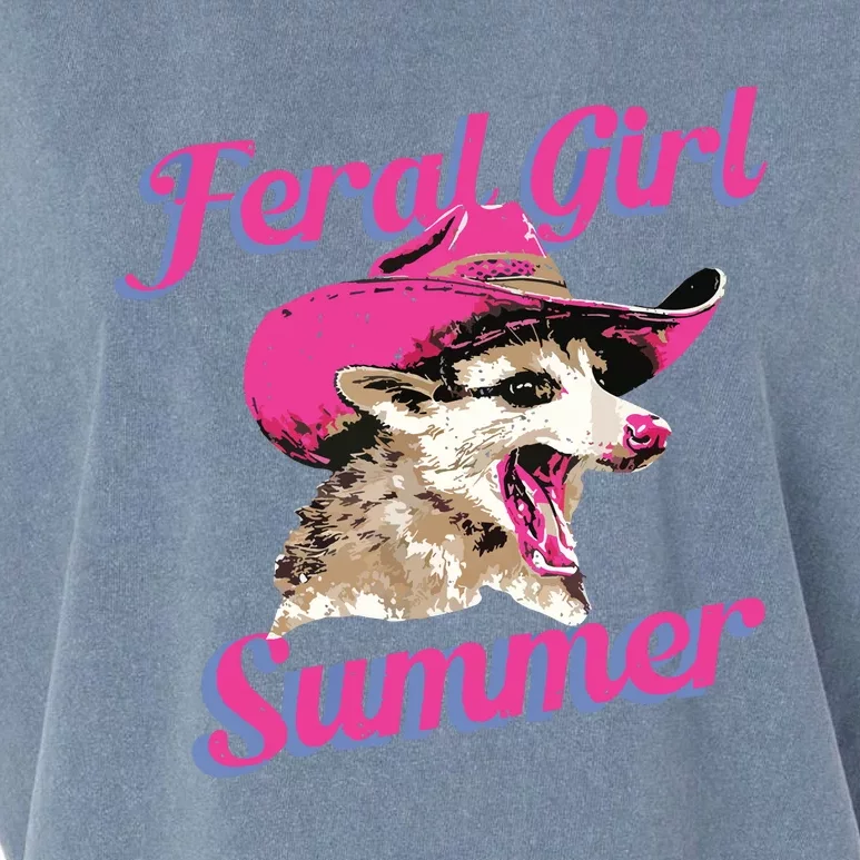 Feral Girl Summer Retro Possum Meme Garment-Dyed Women's Muscle Tee