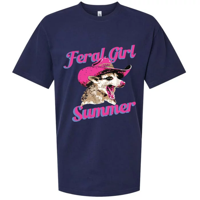 Feral Girl Summer Retro Possum Meme Sueded Cloud Jersey T-Shirt