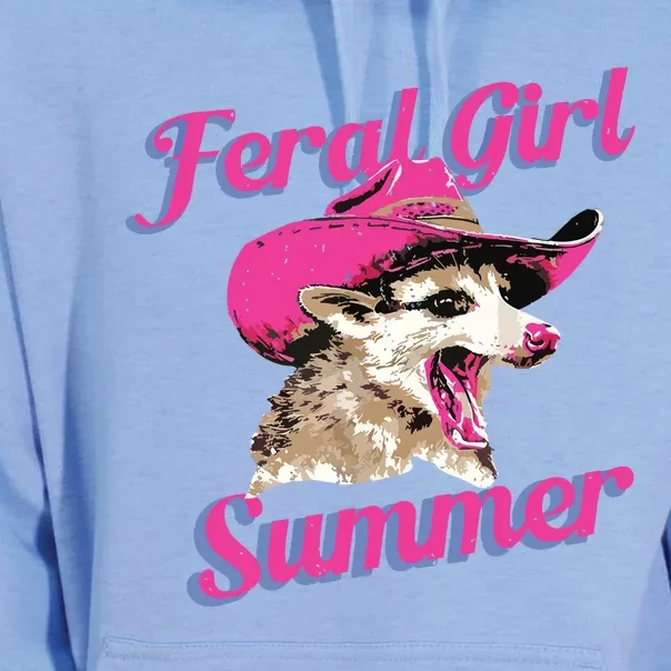 Feral Girl Summer Retro Possum Meme Unisex Surf Hoodie