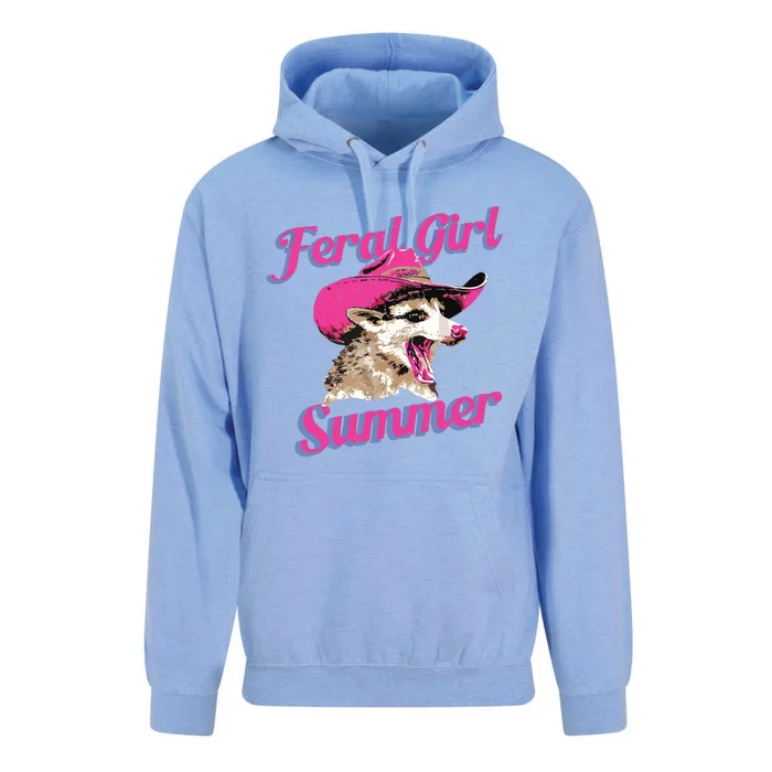 Feral Girl Summer Retro Possum Meme Unisex Surf Hoodie