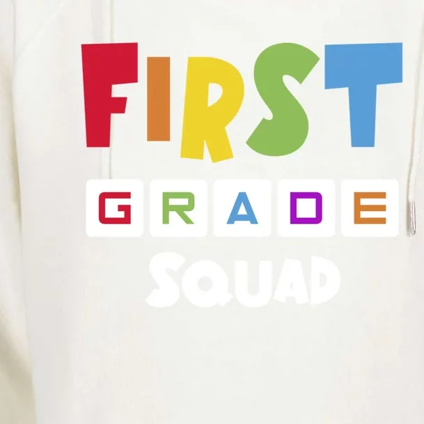 First Grade Squad Team 1St Grade Teacher Gift Womens Funnel Neck Pullover Hood