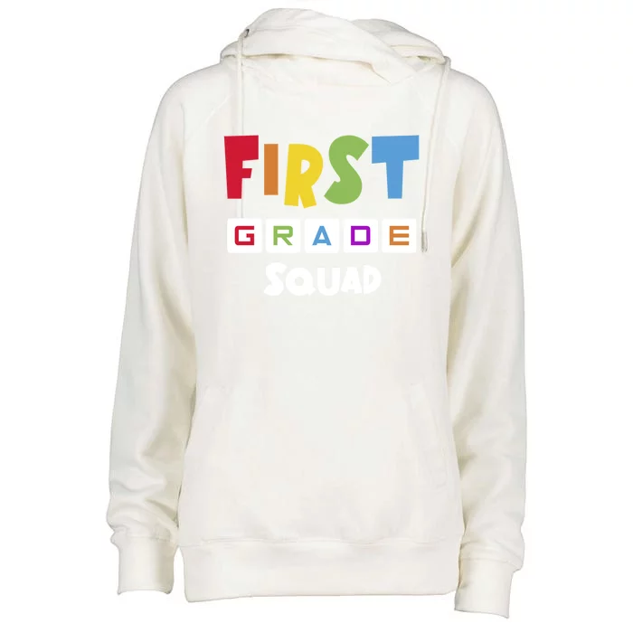 First Grade Squad Team 1St Grade Teacher Gift Womens Funnel Neck Pullover Hood