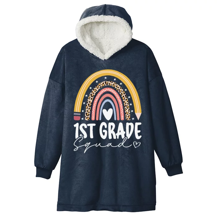 First Grade Squad 1st Grade Team Retro First Day Of School Hooded Wearable Blanket