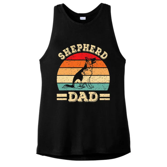 Funny German Shepherd Dad Print Dog Vintage Retro Ladies Tri-Blend Wicking Tank