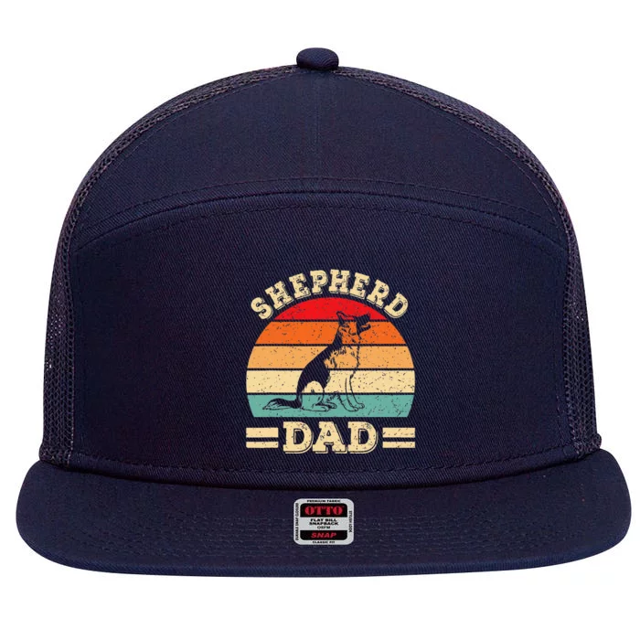 Funny German Shepherd Dad Print Dog Vintage Retro 7 Panel Mesh Trucker Snapback Hat