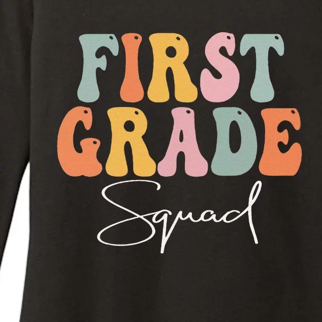 First Grade Squad Retro Groovy Vintage First Day Of School Womens CVC Long Sleeve Shirt