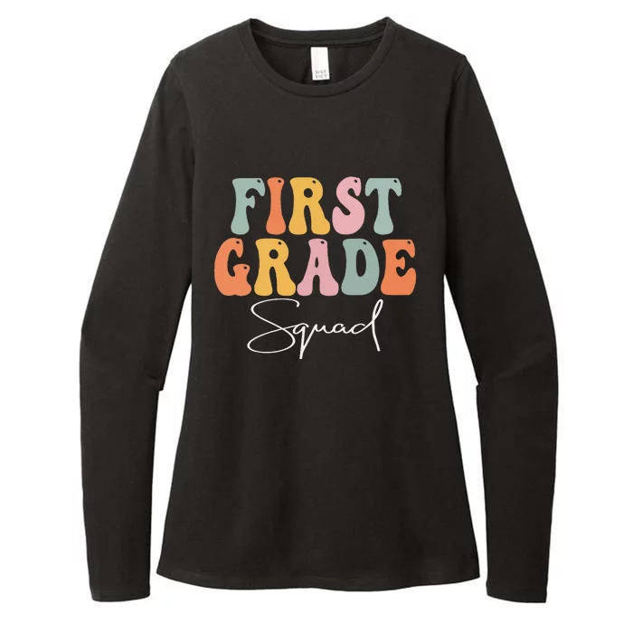 First Grade Squad Retro Groovy Vintage First Day Of School Womens CVC Long Sleeve Shirt