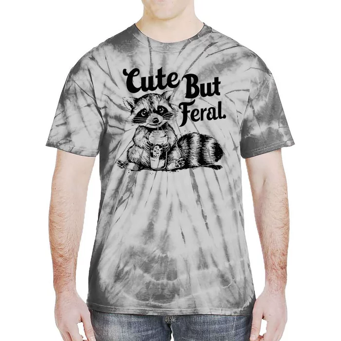 Feral Girl Summer Cute But Feral Raccoon Tie-Dye T-Shirt