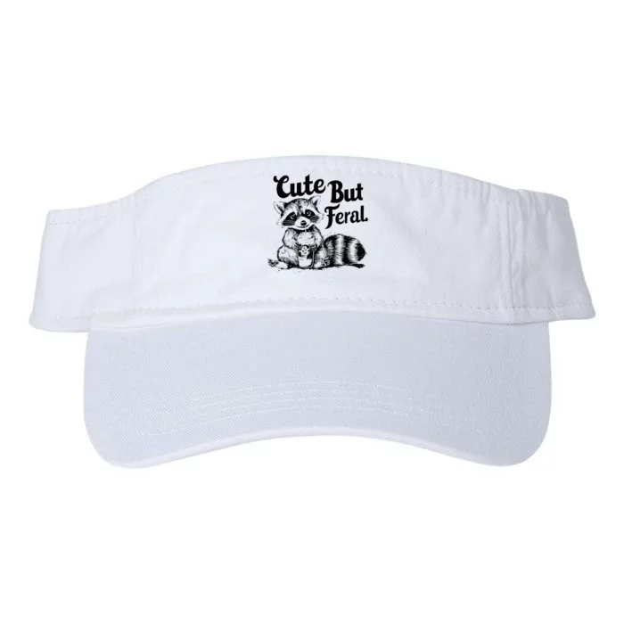 Feral Girl Summer Cute But Feral Raccoon Valucap Bio-Washed Visor