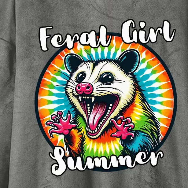 Feral Girl Summer Possum Tie Dye Opposum Hooded Wearable Blanket