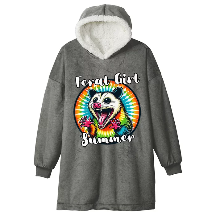 Feral Girl Summer Possum Tie Dye Opposum Hooded Wearable Blanket