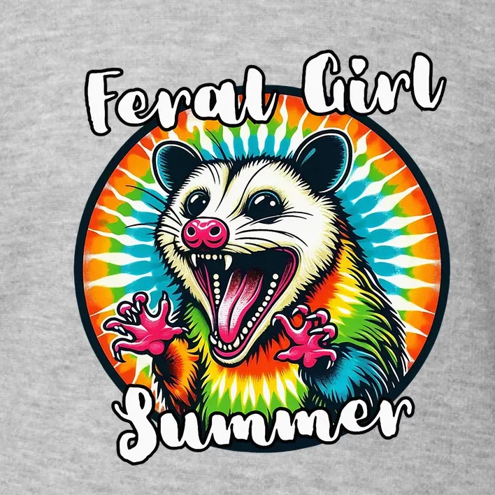 Feral Girl Summer Possum Tie Dye Opposum Toddler Sweatshirt