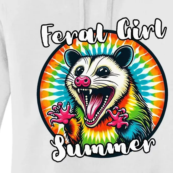 Feral Girl Summer Possum Tie Dye Opposum Women's Pullover Hoodie