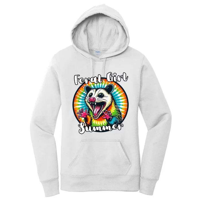 Feral Girl Summer Possum Tie Dye Opposum Women's Pullover Hoodie