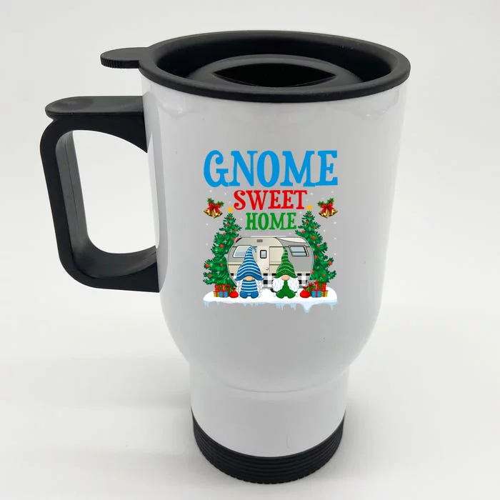 Funny Gnome Sweet Home Camper Camping Christmas Gift Front & Back Stainless Steel Travel Mug