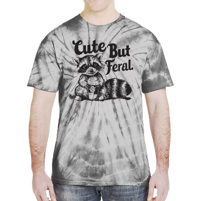 Feral Girl Summer Funny Meme Cute But Feral Raccoon Vacation Tie-Dye T-Shirt