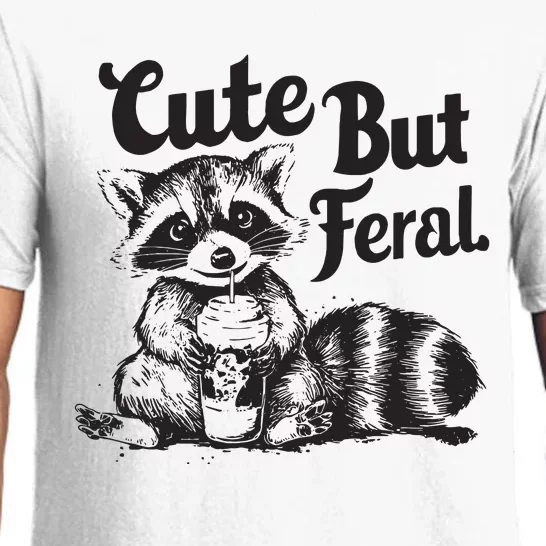 Feral Girl Summer Funny Meme Cute But Feral Raccoon Vacation Pajama Set