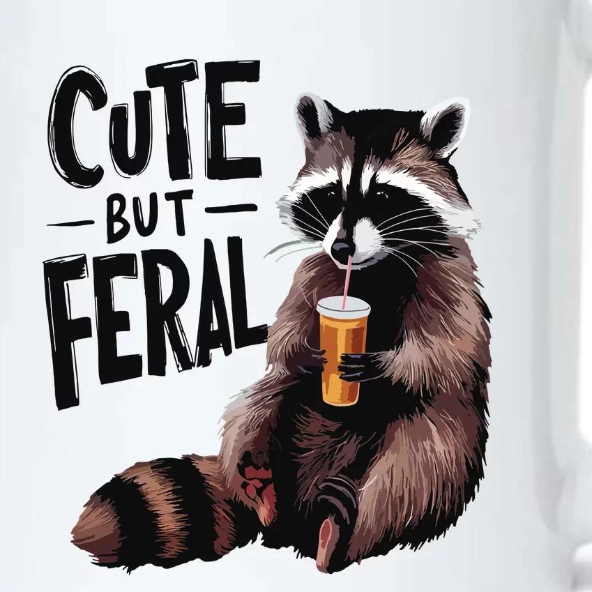 Feral Girl Summer Funny Meme Cute But Feral Raccoon Vacation Black Color Changing Mug