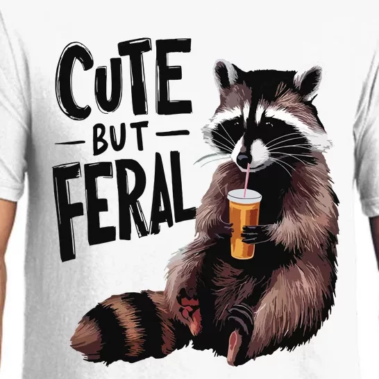 Feral Girl Summer Funny Meme Cute But Feral Raccoon Vacation Pajama Set