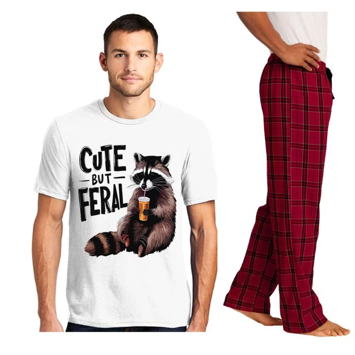 Feral Girl Summer Funny Meme Cute But Feral Raccoon Vacation Pajama Set