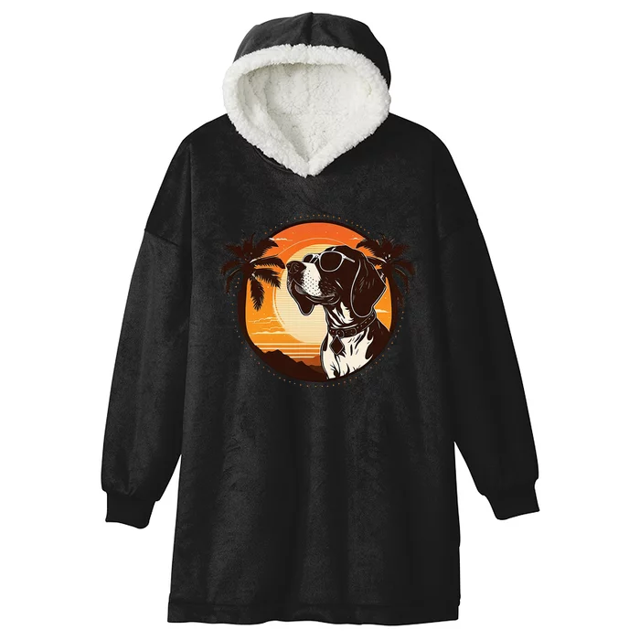 Funny german shorthaired pointer Cute Cool Sunglasses Hooded Wearable Blanket