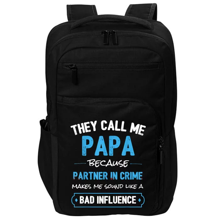 Funny Grandpa Shirts, Papa Partner In Crime Dad Impact Tech Backpack