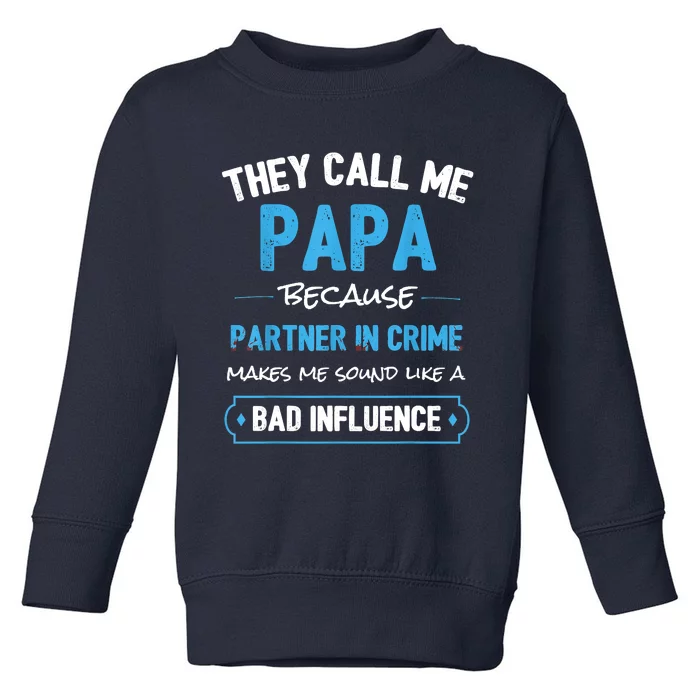 Funny Grandpa Shirts, Papa Partner In Crime Dad Toddler Sweatshirt