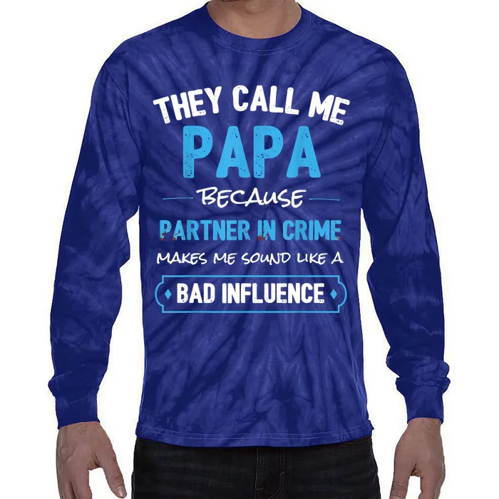 Funny Grandpa Shirts, Papa Partner In Crime Dad Tie-Dye Long Sleeve Shirt