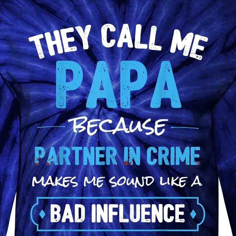 Funny Grandpa Shirts, Papa Partner In Crime Dad Tie-Dye Long Sleeve Shirt