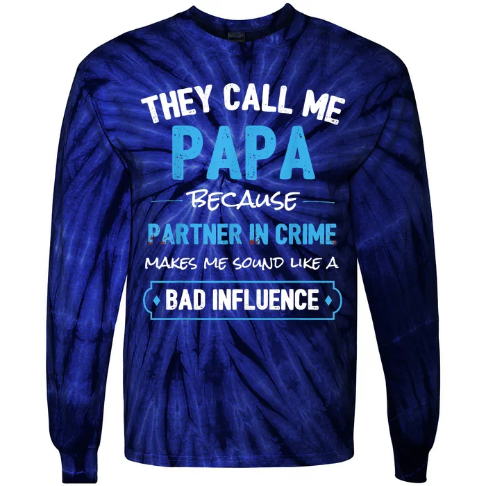 Funny Grandpa Shirts, Papa Partner In Crime Dad Tie-Dye Long Sleeve Shirt