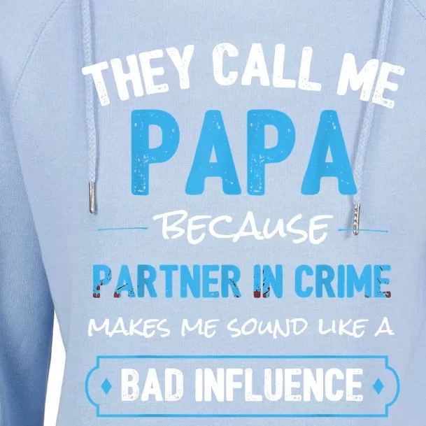 Funny Grandpa Shirts, Papa Partner In Crime Dad Womens Funnel Neck Pullover Hood