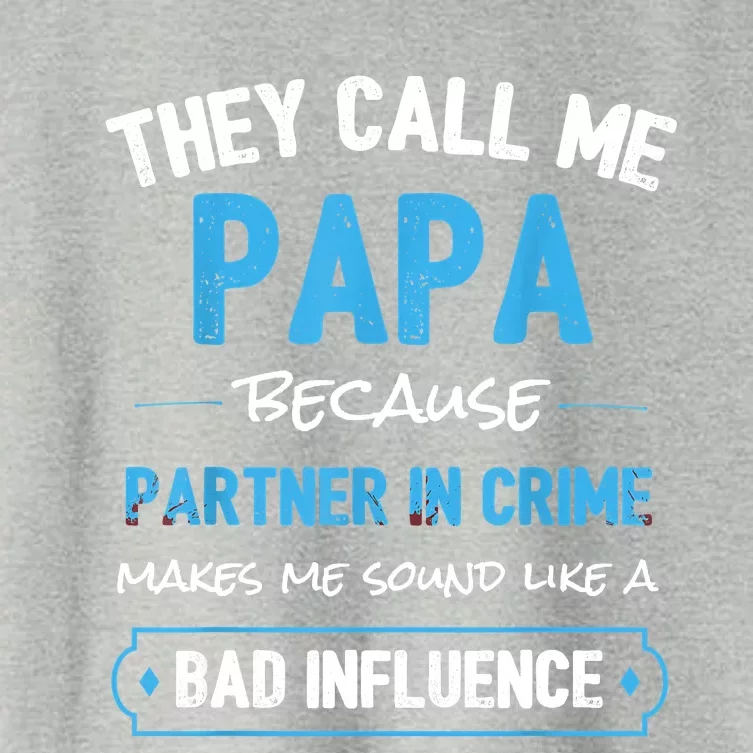 Funny Grandpa Shirts, Papa Partner In Crime Dad Women's Crop Top Tee