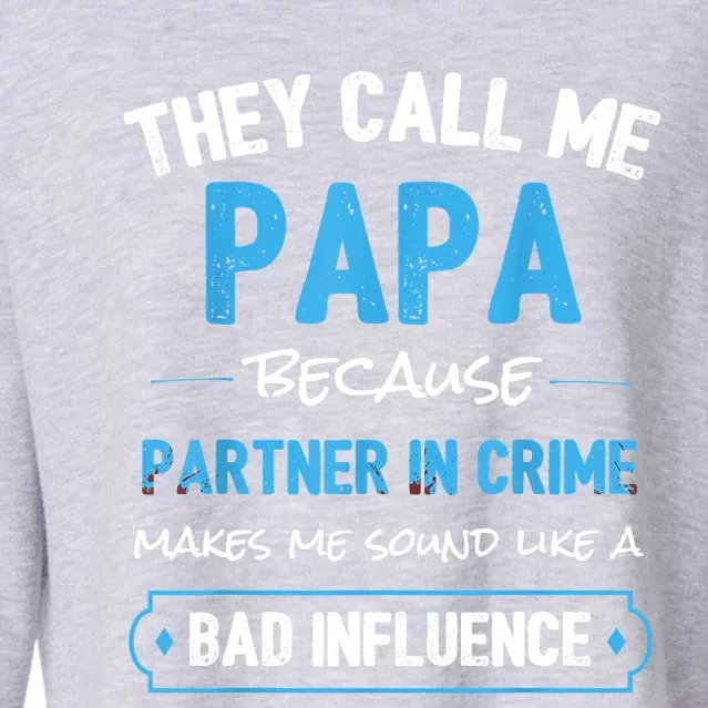 Funny Grandpa Shirts, Papa Partner In Crime Dad Cropped Pullover Crew