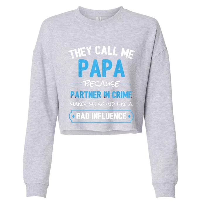 Funny Grandpa Shirts, Papa Partner In Crime Dad Cropped Pullover Crew