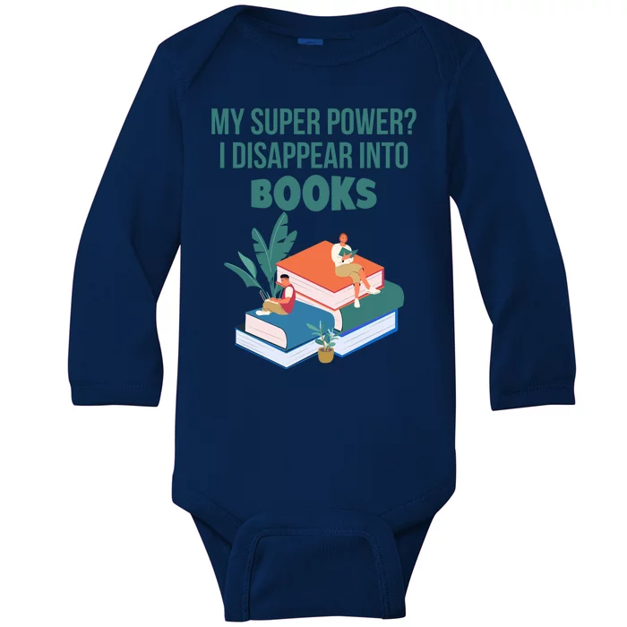 Funny Gift Super Power Book Reading Baby Long Sleeve Bodysuit