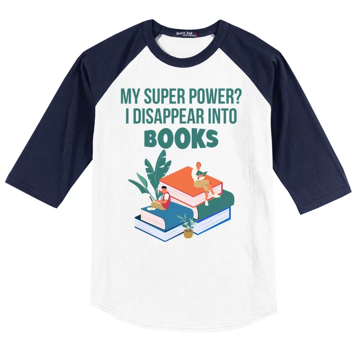 Funny Gift Super Power Book Reading Baseball Sleeve Shirt