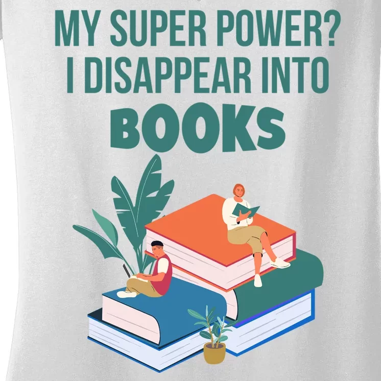 Funny Gift Super Power Book Reading Women's V-Neck T-Shirt