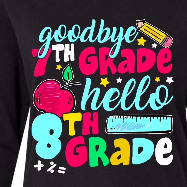 Funny Goodbye Seventh Grade Hello 8th Grade Cute 1st Day Womens Cotton Relaxed Long Sleeve T-Shirt