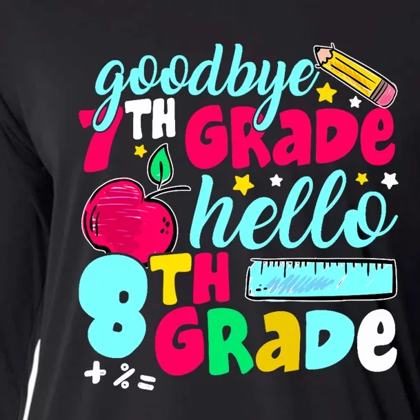 Funny Goodbye Seventh Grade Hello 8th Grade Cute 1st Day Cooling Performance Long Sleeve Crew