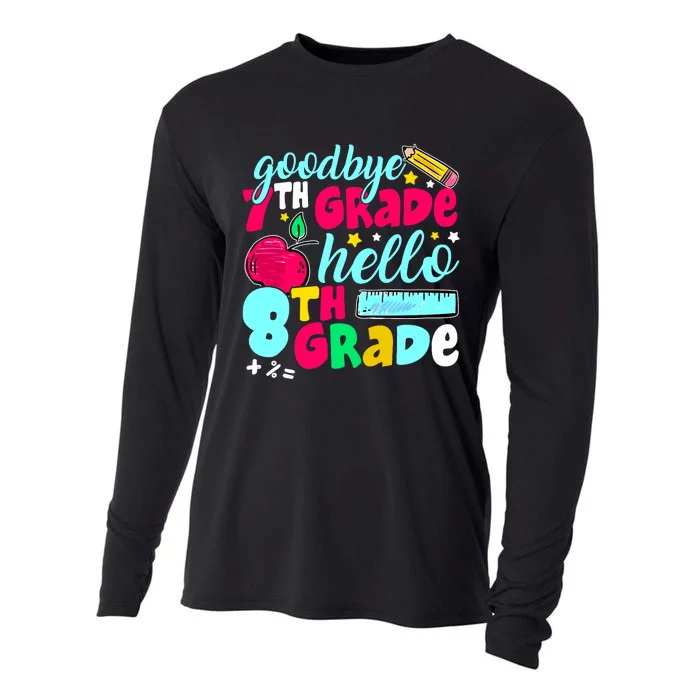 Funny Goodbye Seventh Grade Hello 8th Grade Cute 1st Day Cooling Performance Long Sleeve Crew