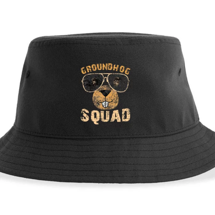 Funny Groundhog Squad Happy Groundhog Day 2024 Sustainable Bucket Hat