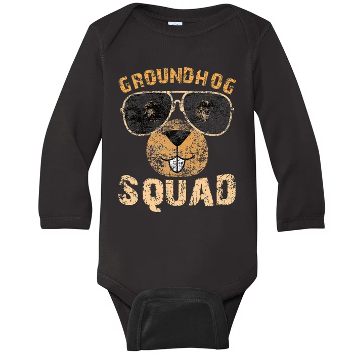 Funny Groundhog Squad Happy Groundhog Day 2024 Baby Long Sleeve Bodysuit