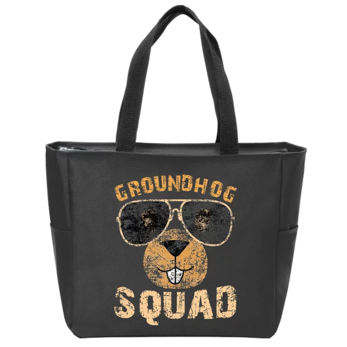 Funny Groundhog Squad Happy Groundhog Day 2024 Zip Tote Bag