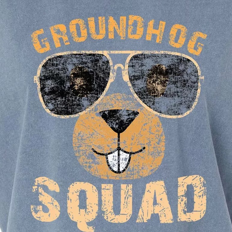 Funny Groundhog Squad Happy Groundhog Day 2024 Garment-Dyed Women's Muscle Tee