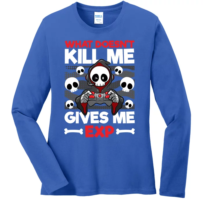 Funny Gamer Skeleton Bones Cute Video Gaming Exp Quote Meaningful Gift Ladies Long Sleeve Shirt