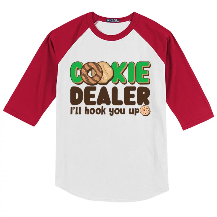 Funny Girl Scout Cookie Dealer I'll Hook You Up Kids Colorblock Raglan Jersey