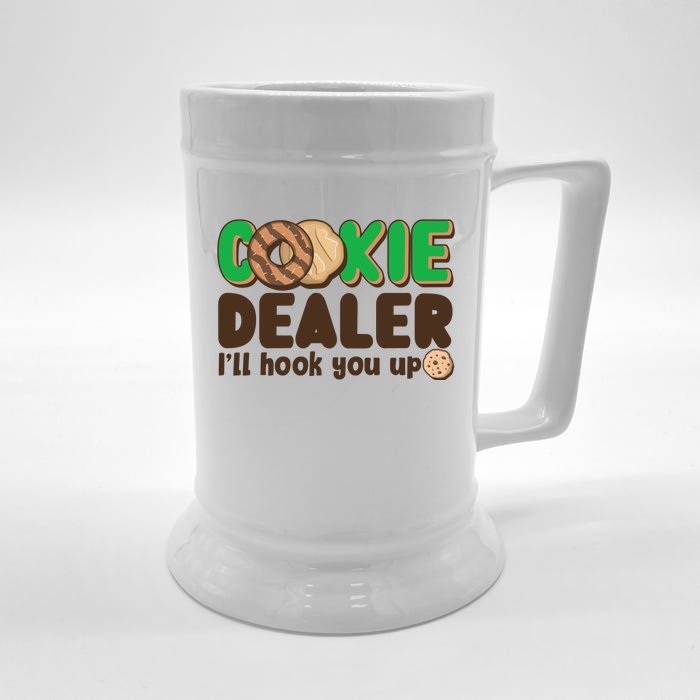 Funny Girl Scout Cookie Dealer I'll Hook You Up Front & Back Beer Stein